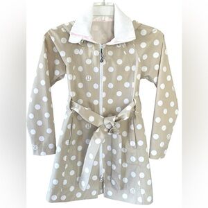 Rare! Lululemon Size 4 Beige White Polka Dot Hooded Belted Rain Jacket